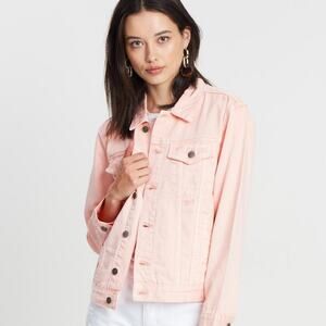 NEW Neon Blonde by Revolve Dreamer Pink Denim Jean Jacket Rose Quartz
